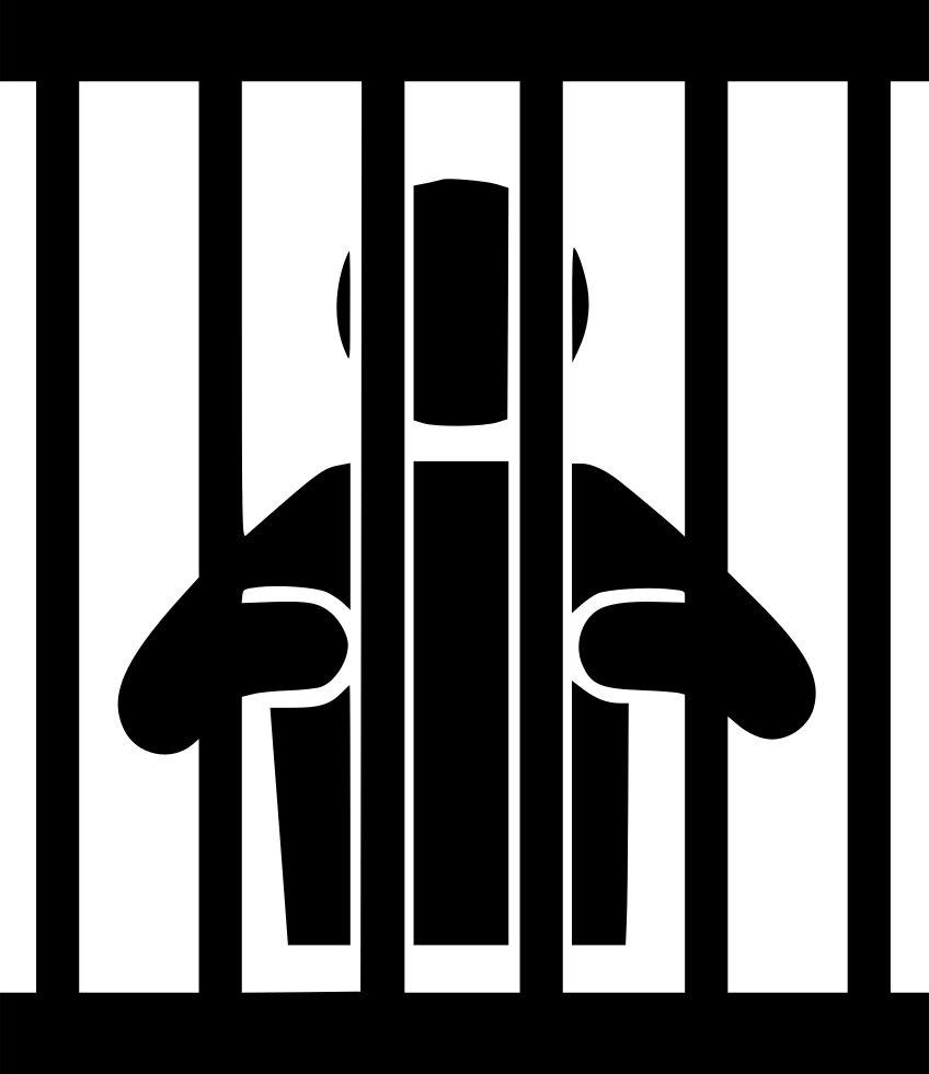 cartoon person behind bars
